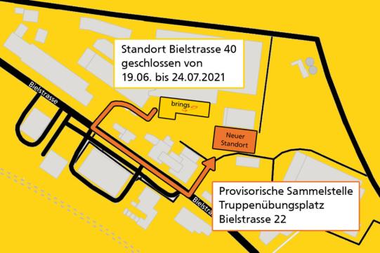 Ortsplan provisorische Sammelstelle Münchenbuchsee